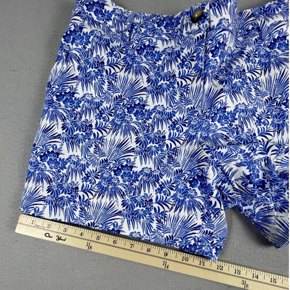 Tommy Bahama Shorts Womens 10 Blue Floral Palm Print Cotton Tencel Tropical 4.5" - Picture 8 of 10